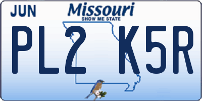 MO license plate PL2K5R