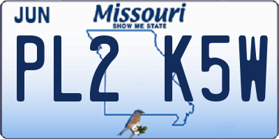 MO license plate PL2K5W