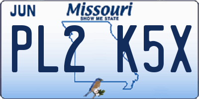 MO license plate PL2K5X