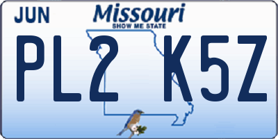 MO license plate PL2K5Z