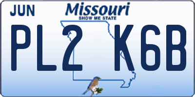 MO license plate PL2K6B