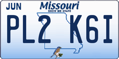 MO license plate PL2K6I
