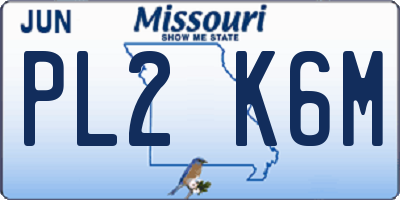 MO license plate PL2K6M
