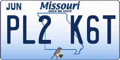 MO license plate PL2K6T