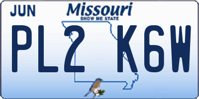 MO license plate PL2K6W