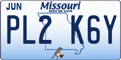 MO license plate PL2K6Y