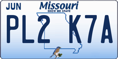 MO license plate PL2K7A