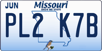 MO license plate PL2K7B