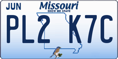 MO license plate PL2K7C