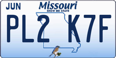 MO license plate PL2K7F