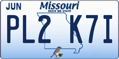 MO license plate PL2K7I