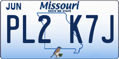 MO license plate PL2K7J
