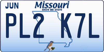 MO license plate PL2K7L