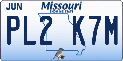 MO license plate PL2K7M