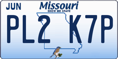 MO license plate PL2K7P