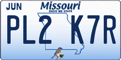 MO license plate PL2K7R