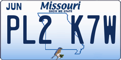 MO license plate PL2K7W