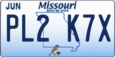 MO license plate PL2K7X