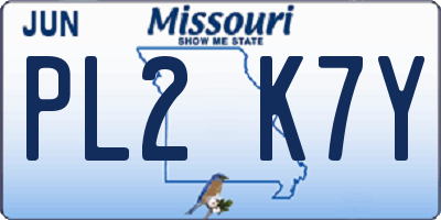MO license plate PL2K7Y