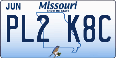 MO license plate PL2K8C