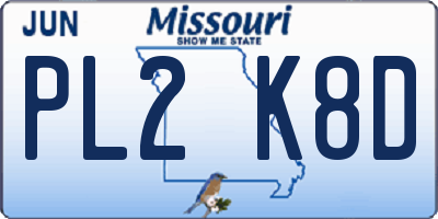 MO license plate PL2K8D