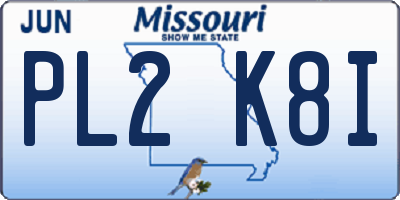 MO license plate PL2K8I