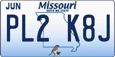 MO license plate PL2K8J