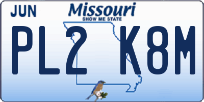 MO license plate PL2K8M