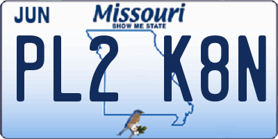 MO license plate PL2K8N