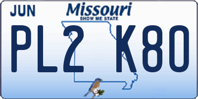 MO license plate PL2K8O