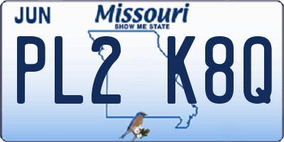 MO license plate PL2K8Q