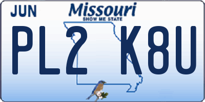 MO license plate PL2K8U