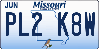 MO license plate PL2K8W