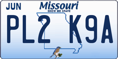 MO license plate PL2K9A