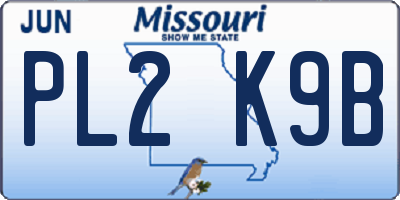 MO license plate PL2K9B