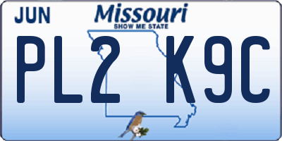 MO license plate PL2K9C