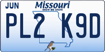 MO license plate PL2K9D