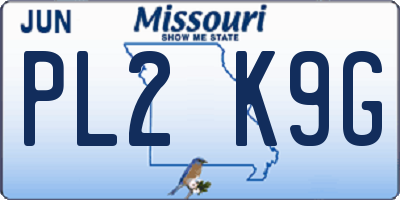 MO license plate PL2K9G
