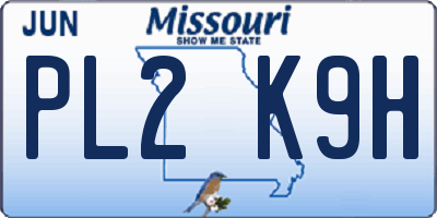 MO license plate PL2K9H