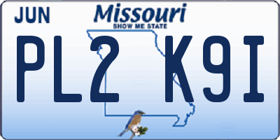 MO license plate PL2K9I