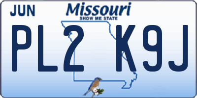 MO license plate PL2K9J