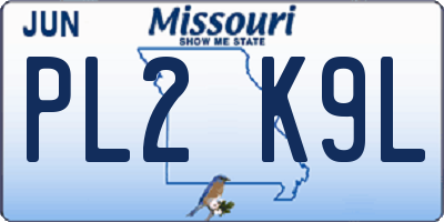 MO license plate PL2K9L