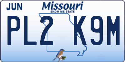 MO license plate PL2K9M
