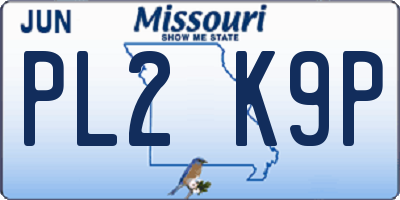 MO license plate PL2K9P