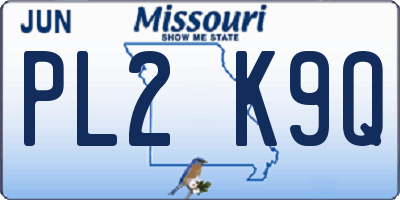 MO license plate PL2K9Q