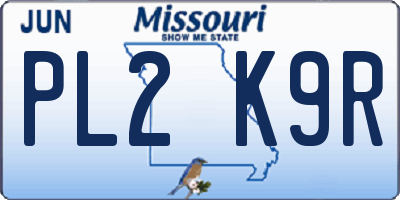 MO license plate PL2K9R
