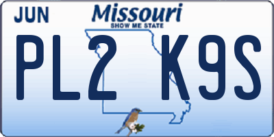 MO license plate PL2K9S