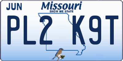 MO license plate PL2K9T