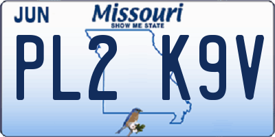 MO license plate PL2K9V
