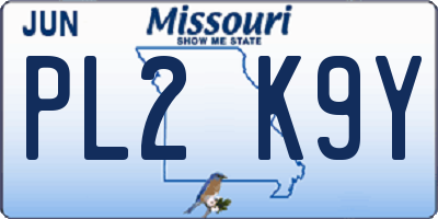 MO license plate PL2K9Y